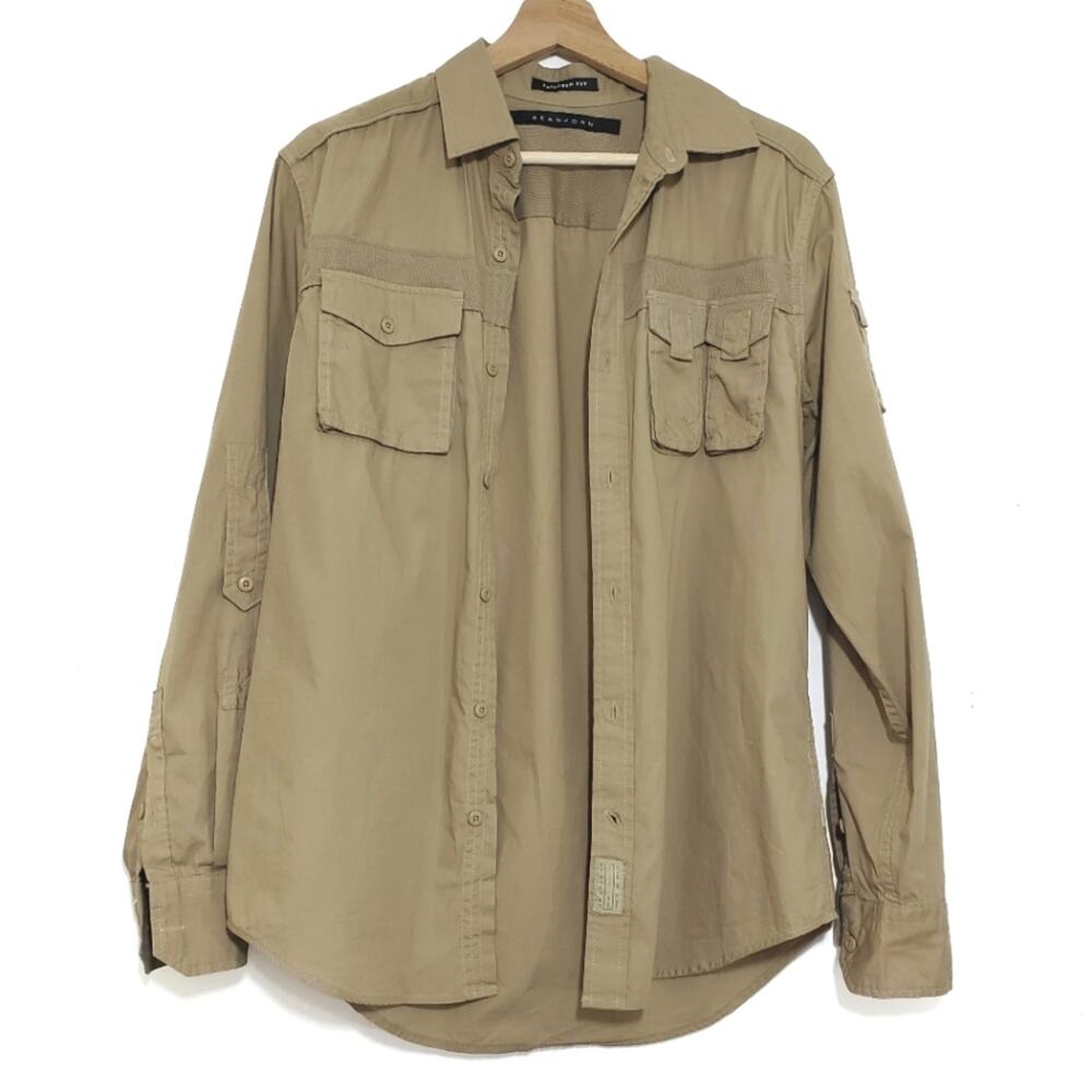 Sean John | Tailored Fit Utility Cargo Shirt with Lots of Pockets